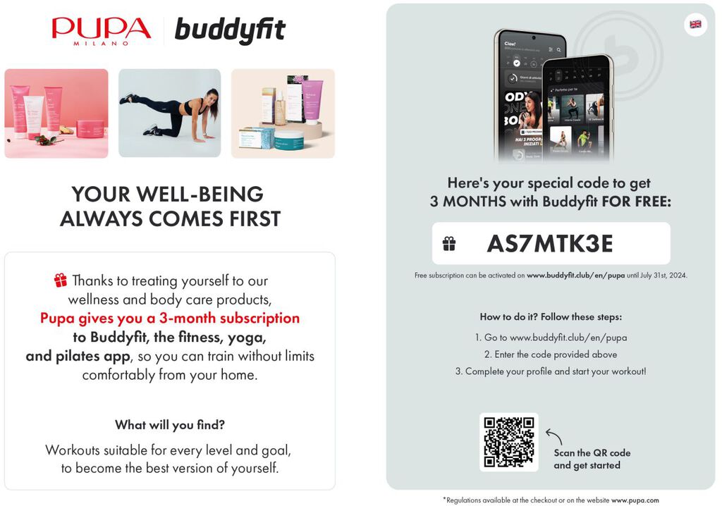 Free 3-month subscription at Buddyfit - PUPA Milano image number 0